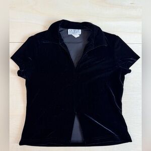 VTG La Belle Black Velvet Split-Hem Top - Made in USA